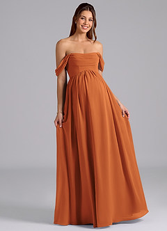 Azazie Saige Maternity Bridesmaid Dresses A-Line Pleated Chiffon Floor-Length Dress image4