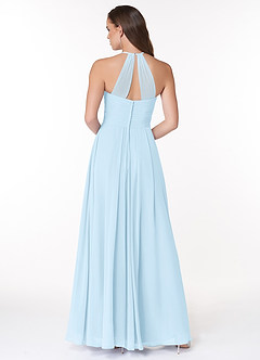 Azazie Ginger Bridesmaid Dresses Sky Blue A-Line Halter Pleated Chiffon Dress image2