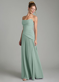 Azazie Gabriela Bridesmaid Dresses Agave A-Line Corset Chiffon Dress image6
