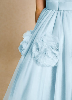 Azazie Vola Flower Girl Dresses Sky Blue Ball-Gown Sleeveless Tulle Dress image6