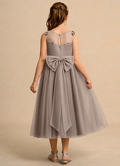 Azazie Snowball Girl vestidos de niña de las flores Vestido de Gris Pardo de Tul de Princesa con Plisado image2