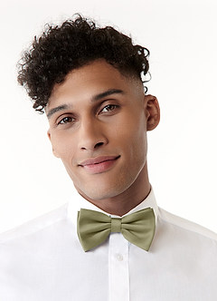 front Matching Matte Satin Pre-Tied Bow Tie & Suspenders Set