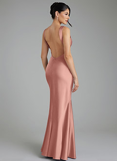 Azazie Monica Bridesmaid Dresses Rosette Mermaid Pleated Stretch Satin Dress image10