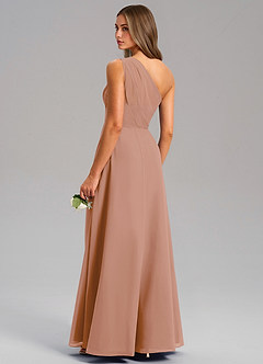 Azazie Phaedra Jurken voor bruidsmeisjes Jurk van Chiffon met A-Lijn One-Shoulder Champagne Roos image7