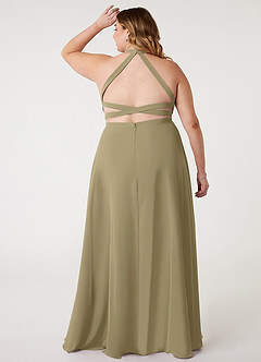 Azazie Clarice Bridesmaid Dresses Moss Green A-Line Halter Chiffon Dress image9
