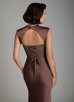 Azazie Lumia Bridesmaid Dresses Ganache Sheath Corset Stretch Satin Dress image3