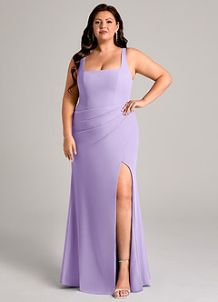 Azazie Mero Bridesmaid Dresses Lilac Sheath Pleated Chiffon Dress image9