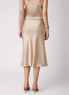 front Anjani 100% Washable Silk Midi Skirt