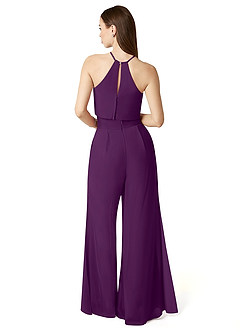 Azazie Kenzi Bridesmaid Dresses Grape Pleated Chiffon Jumpsuit image2