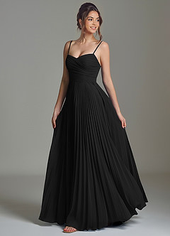 Azazie Catie At-home Try On Dresses Black A-Line Sweetheart Neckline Chiffon Dress image5