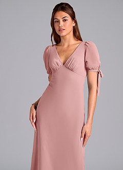 Azazie Pheby Abiti da Damigella Abito A-Line in Chiffon Plissettato Rosa Polverosa image2