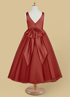 Azazie Marybell Blumenmädchenkleider A-Linie Schleifen Tüll Kleid Terrakotta image6