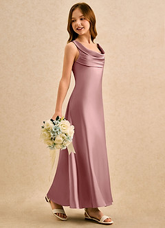 Azazie Raspberry Girls Formal Flower Girl Klänningar Klä A-Line i Stretch Satin Plisserad image3