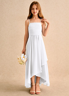 Azazie Twilight Dance Junior Formal Flower Girl Dresses White A-Line Pleated Chiffon Dress image5