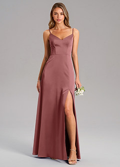 Azazie Talina Bridesmaid Dresses Amethyst A-Line Stretch Satin Dress image1