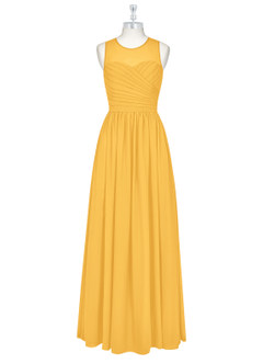 Azazie Nina Bridesmaid Dresses Marigold A-Line Pleated Chiffon Dress image6