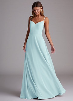Azazie Marley Bridesmaid Dresses Sea Glass A-Line Off the Shoulder Chiffon Convertible Dress image5