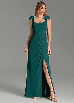 Azazie Adalynn Bridesmaid Dresses Peacock Mermaid Pleated Chiffon Dress image3