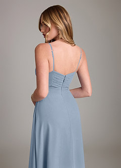 Azazie Terese Bridesmaid Dresses Dusty Blue A-Line Pleated Chiffon Dress image7