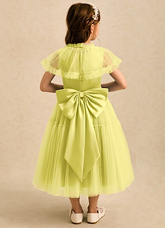 Azazie Kennedy Robe Demoiselle D'honneur Fillette Robe Trapèze en Tulle Rayé Canari image2