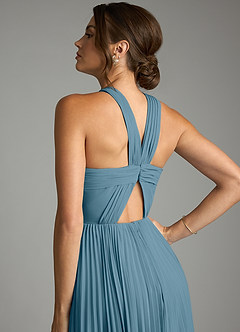 Azazie Afra Robes de demoiselle d'honneur Robe Trapèze en Mousseline de soie Plissée Bermude image6