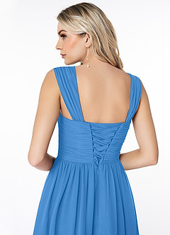 Azazie Angie Bridesmaid Dresses Blue Jay A-Line Corset Chiffon Dress image3