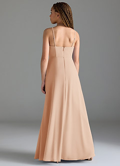 Azazie Moira Junior Agave A-Line with Pockets Chiffon Dress image5