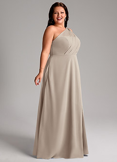 Azazie Phaedra Bridesmaid Dresses Frost A-Line One Shoulder Chiffon Dress image9