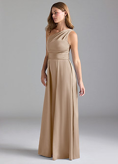 Azazie Dallas Brautjungfernkleider A-Linie One-Shoulder Stretch-Satin Kleid Taupe image5