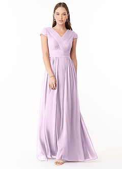 Azazie Organa Robes de demoiselle d'honneur Robe Trapèze en Mousseline de soie Plissée Frostiges Flieder image1