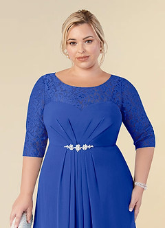 Azazie Leonine Mother of the Bride Dresses Royal Blue A-Line Scoop lace Chiffon Dress image12