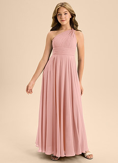 Azazie Charlize Junior Rosette A-Line Pleated Chiffon Dress image3