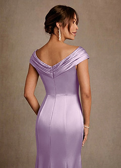 Azazie Aberdeen vestidos de madre de la novia Vestido de Lila Esmerilada de Satén Elástico de Corte Recto con Plisado image5