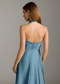 Azazie Tessie Bridesmaid Dresses Bermuda A-Line Pleated Stretch Satin Dress image7