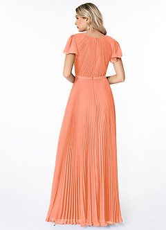 Azazie Kara Bescheidene Brautjungfernkleider A-Linie Plissee Chiffon Bodenlänge Kleid image2