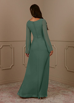 Azazie Belinda Mother of the Bride Dresses Sea Moss A-Line V-Neck Pleated Chiffon Dress image2