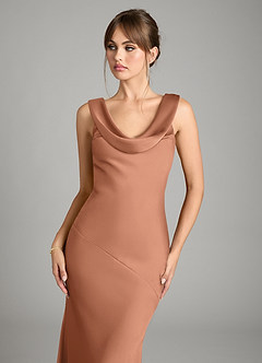 Azazie Rylina Bridesmaid Dresses Bronzer Mermaid Stretch Satin Dress image3