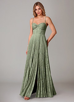 Azazie Akiko Bridesmaid Dresses Pistachio A-Line Sweetheart Neckline Floral Burnout Dress image4