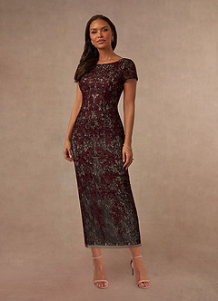 Azazie Alyssum Mother of the Bride Dresses Cabernet Sheath Scoop Lace Dress image1