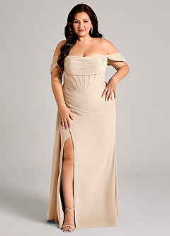 Azazie Amyra Bridesmaid Dresses White Alabaster Sheath Off the Shoulder Chiffon Convertible Dress image13