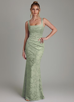 Azazie Agustina Vestidos de damas de honor Vestido de Agave de Devorado Floral de Corte Sirena con Corsé image3