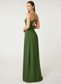 Azazie Minie Bridesmaid Dresses Olive A-Line Bow Chiffon Dress image5