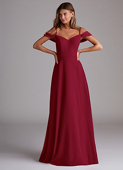 Azazie Marley Jurken voor bruidsmeisjes Converteerbaar Jurk van Chiffon met A-Lijn Off the Shoulder Bourgondië image4