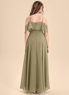 Azazie Tessabelle Junior Moss Green A-Line Off the Shoulder Chiffon Dress image2