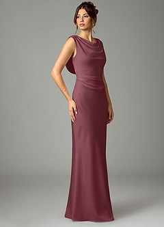 Azazie Kieryn Bridesmaid Dresses Desert Rose Mermaid Pleated Stretch Satin Dress image4