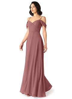 Azazie Tancie Bridesmaid Dresses Desert Rose A-Line Off the Shoulder Chiffon Convertible Dress image3