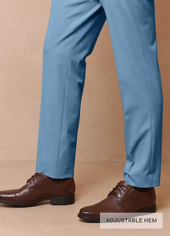 front James Steel Blue Structured Stretch Dress Pants