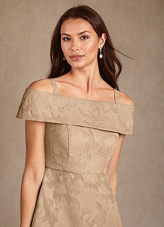 Azazie Medford Mother of the Bride Dresses Champagne A-Line Off the Shoulder Floral Burnout Dress image7