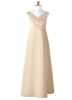Azazie Sadia Vestido de Champán de Satin Mate de Acampanado con Plisado image6