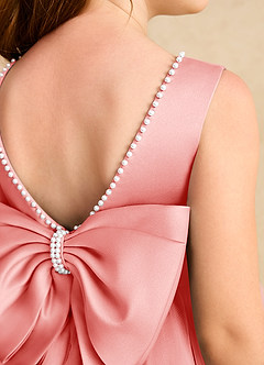 Azazie Jani Flower Girl Dresses Coral A-Line Bow Tulle Dress image6